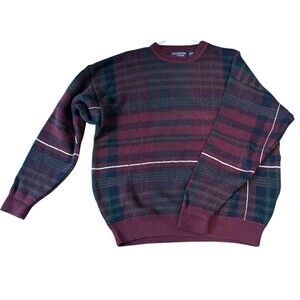 VTG Round tree & Yorke Grandpa Plaid Cable Knit 100% Cotton